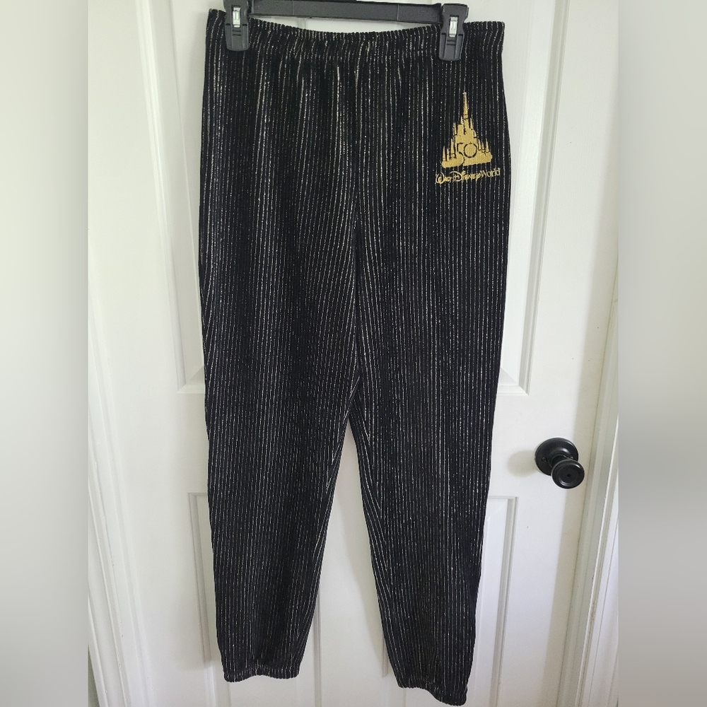 Disney Parks 50th Anniversary Black Gold Spirit Jersey Pants Size Med